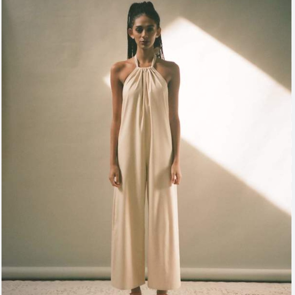 Baserange Dour Silk Halter Jumpsuit